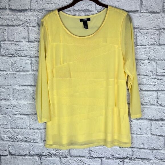 ALFANI Petite 3/4 Sleeve Layered Yellow Blouse Size PXL - Picture 1 of 8